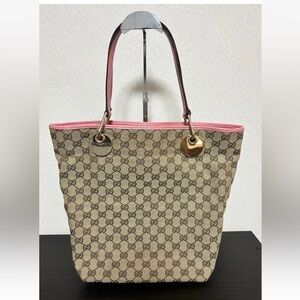 Gucci Beige Tote with Pink Trim